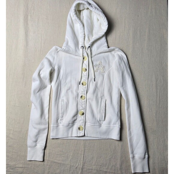Abercrombie & Fitch Tops - VTG 90s Y2K Abercrombie & Fitch Hoodie Sweatshirt XS Chenille Letters Spell OutA